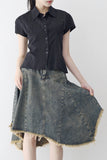 Reneck denim unbalance skirt
