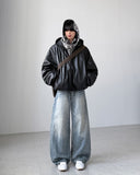 Exit Leather Hood Jumper