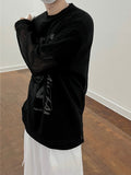Texture See-through Knit Long-Sleeved T-Shirt