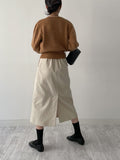 Corduroy pleated banding skirt