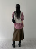Matte Leather Flare Long Skirt