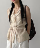 Mocha Strap Sleeveless Blouse