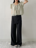 Organza Plain Layered Short Sleeve Blouse