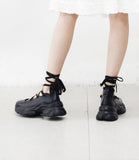 Plum Lace-up Strap Platform Sneakers