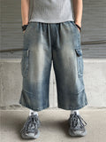 Salt Washed Bermuda Cargo Denim
