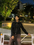 Salt Washed Biker Denim Jacket