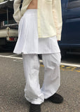 PLEATED LAYERED SKIRT PANTS