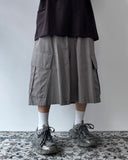 Washed Diagonal Cargo Bermuda Banding Pants