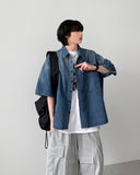 Gradient Denim Half Shirt