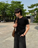 One Q Ribbed Henry Neck Short Sleeve T-shirt