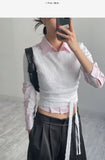 Minute Two-Pocket Pintuck Crop Shirt