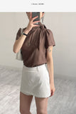 [Short Sleeve Version] Charming Tie Puff Blouse