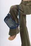 studded denim hover bag