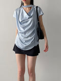 [Short Sleeve Ver.] Scott Drape Tie Blouse