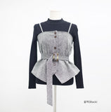 Diren ribbed T-shirt + Bustier Set