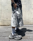 Metallic Light Cargo Bermuda Pants