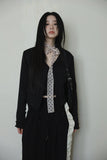 V-neck slim tweed jacket