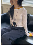 One-shoulder Tencel see-through T-shirt