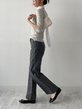 Ribbed Deep U-Neck Crop T-Shirt