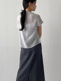 Pleated Mock Neck Cap Sleeve Blouse