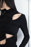String hole turtleneck top