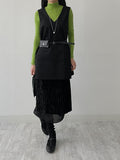 Velour layered pleated skirt