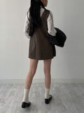 Suede V-neck Mini One Piece