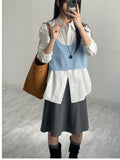 Striped A-line midi skirt