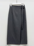 Two-buckle wrap H-line long skirt