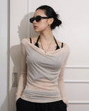 Ballet see-through shirring top