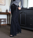 Stud line black denim