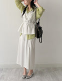 [Set-up Available] Catch Slit Banding Long Skirt