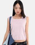 Silk button sleeveless knit top