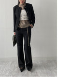 Slit Mock Neck Belted Blouse