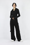 Slim long collar T-shirt