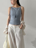 Linen Cinch Back Balloon Fit Wide Pants