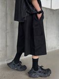 Side Tuck Cotton Cargo Bermuda Pants