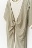 (W) Tie Linen Layered Top
