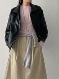 Two-pin tuck cotton flare skirt