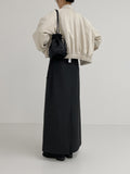 Leather Pleats Shoulder Bucket Bag