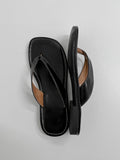 Stitched Leather Flip-flops Slippers