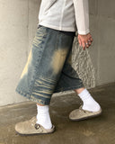 Vintage Sand Crease Bermuda Denim