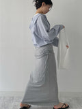 Shirred Layered Long Skirt