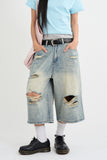 Distressed Bermuda Denim Pants