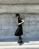 SHIRRING HALF ZIP-UP