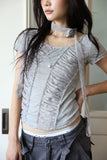 Flower Scarf Shirring Tee