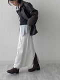 Basic Stopper Denim Long Skirt