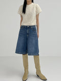 525 Cat Washing Bermuda Wide Denim