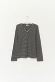 Neck Stud Striped Longsleeve
