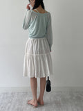 Shiny Flare Midi Skirt